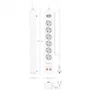 Aisens Regleta de 6 Tomas Schuko con 2 USB-C y 2 USB-A, Blanco